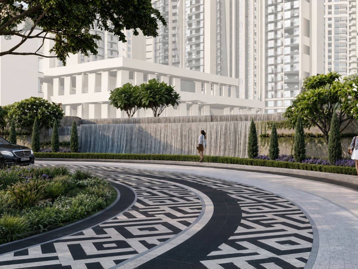 Brigade Granada Whitefield Kadugodi Main Road — township entrance drive, artist's impression